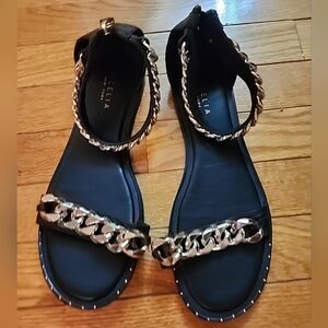 Cecelia New York Angela Chain Black Sandals